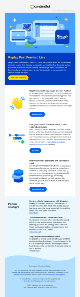 Followup Email from Contentful about their composable content platform.