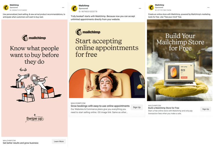 Some Social Media Ads campaign of Mailchimp