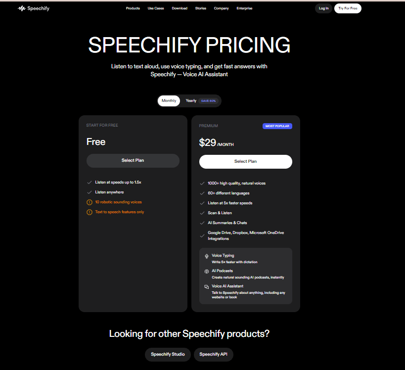 Speechify pricing