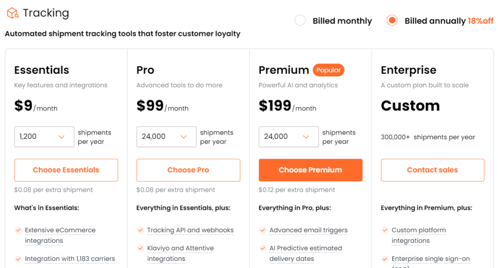 AfterShip Pricing